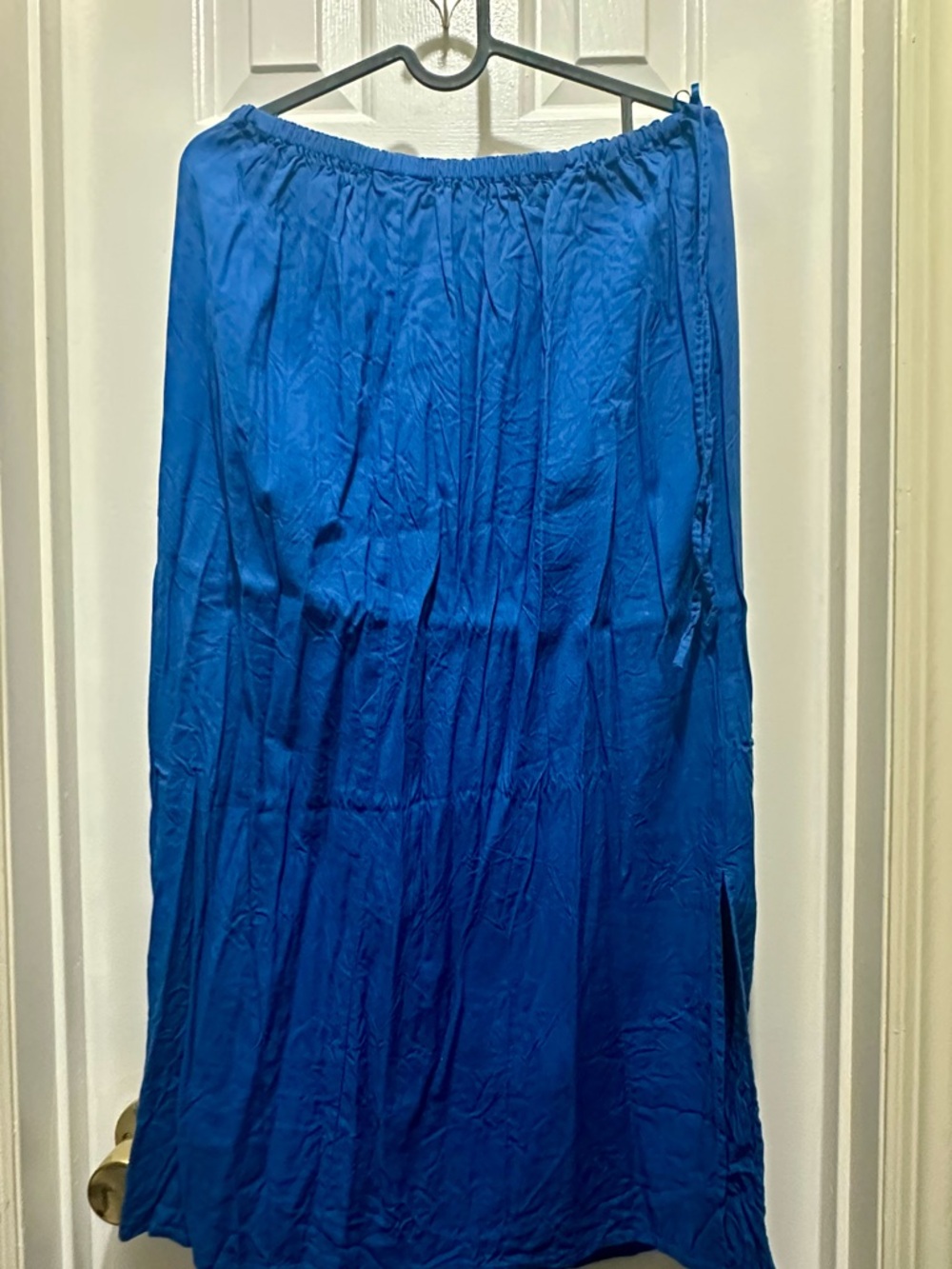 Uniqlo maxi Skirt adjustable band Women's Blue Elastic-Waist Maxi Skirt